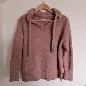 Altard state light pink hooded sherpa pullover